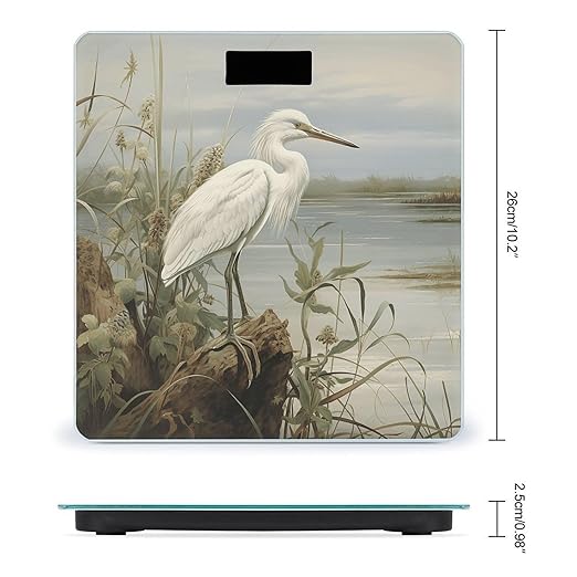 Swamp Egret Weight Scale Large Bathroom Scales Digital Weight with Bright LED Display Non Slip Automatic Weighing Scale Fashion Weighing Machine for Body