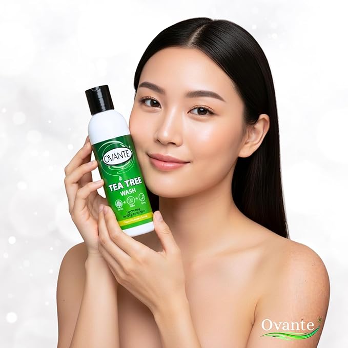 Tea Tree Oil Body Wash – Clarifying &amp Hydrating Shower Gel with Lemongrass &amp Vitamin E | For Itchy Oily Dry &amp Flaky-Looking Skin | Sulfate Free Daily Cleanser - 7 oz