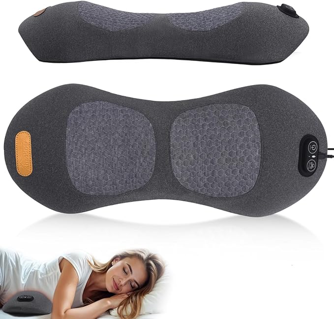 3 in 1 Back Massager Electric Lumbar Support Pillow Heat Vibration Massage Lower Back Spine Decompression Device Dark Gray