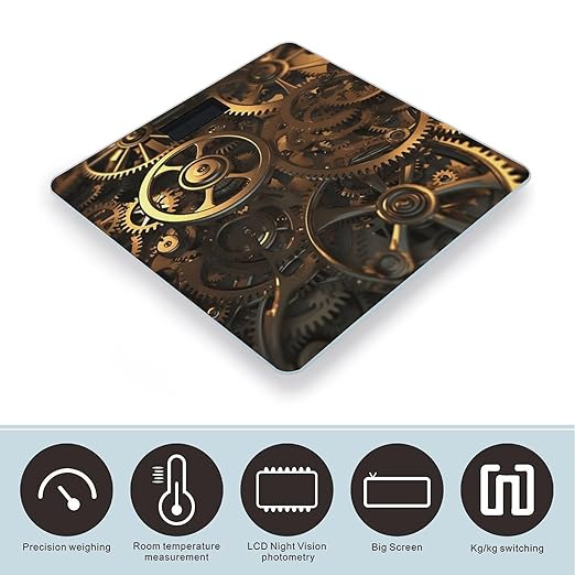 Cool Steampunk Gears Weight Scale for Body Weight Digital Bathroom Scale High Capacity Accurate Digital Weighing Scales and Easy-to-Read on Backlit LCD Display Scales