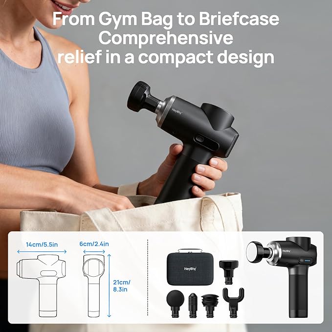 Professional Muscle Massage Gun with Heat Portable Handheld Muscle Massager Percussion Back Body Masajeador 12mm Amptitude for Athletes RunnerFSA Eligible &amp HSA Approved