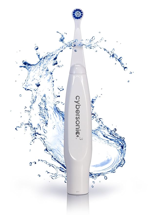 Cybersonic3 Electric Toothbrush Rechargable Power Toothbrush with Complete Dental Care Kit Including Tongue Scraper and Floss Heads + 6 Replacement Brush Heads