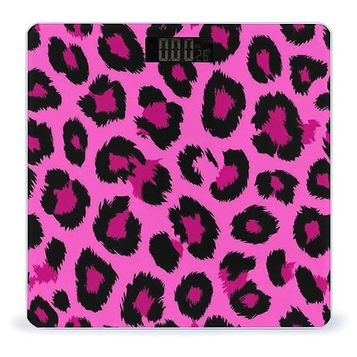 Smart Scale for Body Weight Digital Bathroom Weighing Scale Energy Saving Scale Pink Animal Skin Wild Leopard Print