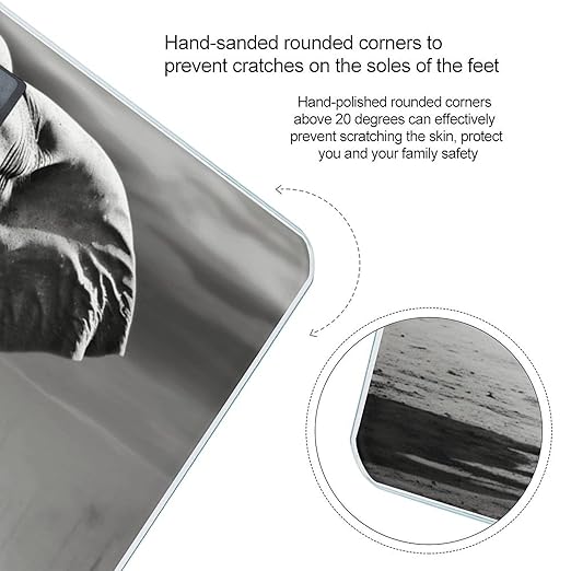 Black and White Elephant Scale for Body Weight Anti-Slip Tempered Glass Digital Bathroom Scales Clear LCD Display Weighing Scale Safe Rounded Corners Smart Scales