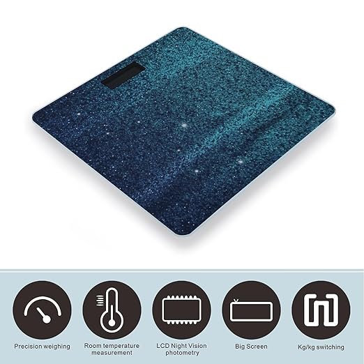 Teal Glitter Smart Scale for Body Weight Accurate Bathroom Scale with LED Display Digital Weight Scales Weighing Machine High Precision Scales for Bath Home