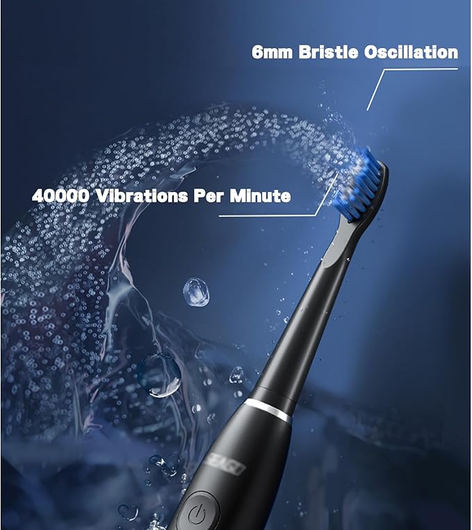 YUHANG Sonic Electric Toothbrush5 Modes400-Day Battery Life2-Minute Timer30s ReminderErgonomic Comfort Grip40000 Vibrations/minIPX7-4 Brush Heads - Travel Box (Blue)