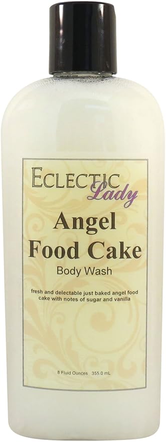 Eclectic Lady Liquid Pearl Body Wash - Angel Food Cake Scent 3-in-1 Use For Bubble Bath Hand Soap &amp Body Wash Phthalate-Free Angel Food Cake Fragrance Handcrafted in USA (8 oz)