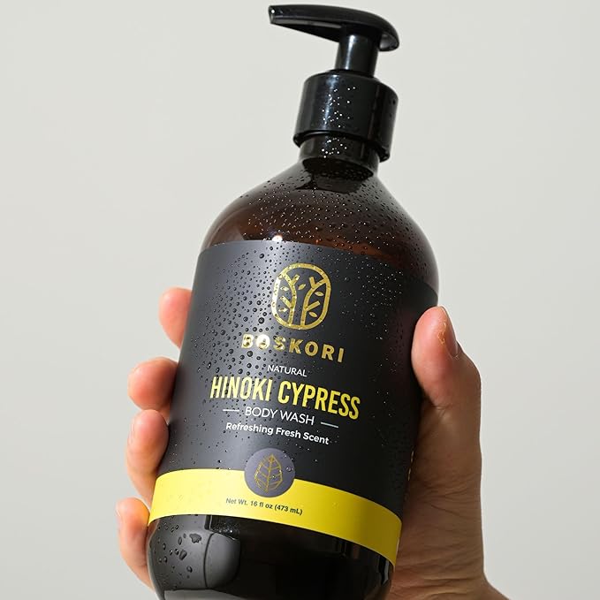 Men’s Hinoki Cypress Body Wash with Pure Hinoki Essential Oil Gentle Non-Drying Cleanser with Japanese Sake &amp Botanicals No Harsh Sulfates No Synthetic Fragrance Made in Taiwan 16 fl oz
