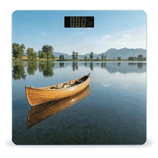 Canoe Lake Weight ScaleClear LED Display Bathroom Digital Weighing ScaleTempered Glass Digital Bathroom Scale for Body Weight Capacity Up to 400 Lbs