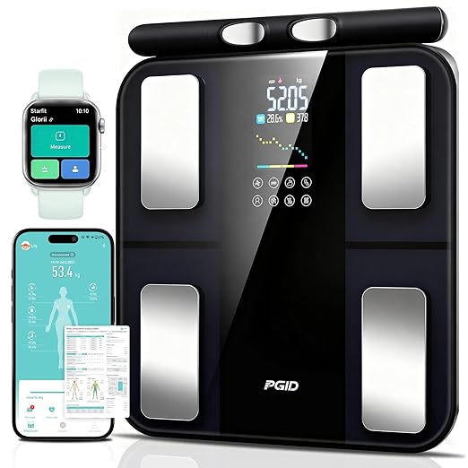 Smart Scale for Body Weight8-Electrode Digital Bathroom Scale for Weight Fat BMI Muscle Mass Full Body Composition Analyzer 28 Measurements Accurate Weighing Machine Syncs w App for 24 Users