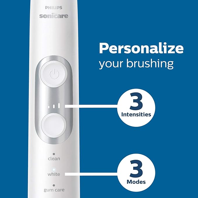 Philips Sonicare ProtectiveClean 6100 Rechargeable Electric Toothbrush with Pressure Sensor 3 Cleaning Modes SmarTimer and QuadPacer 14-Day Battery Life Travel Case Pink Model HX6876/21