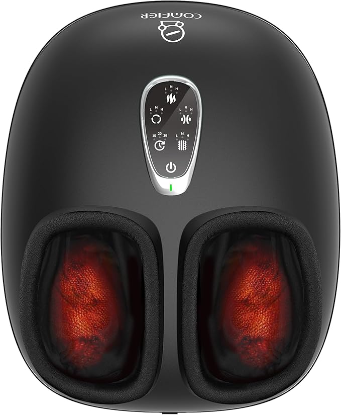 COMFIER Heated Foot Massager for Neuropathy Pain Plantar Fasciitis Electric Feet Massager with Heat Compression Vibration Shiatsu Deep Tissue Relief Foot Heater Massager Large Size 14 for Men