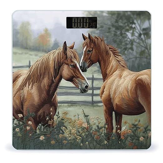 Animals Embroidery Paintings Horses Smart Scale for Body Weight Accurate Bathroom Scale with LED Display Digital Weight Scales Weighing Machine High Precision Scales for Bath Home