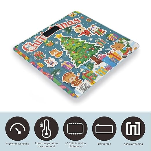 Digital Bathroom Scale for Body Weight Scale with Bright LCD Display High Accuracy Step-On Technology Auto On/Off Christmas Stickers Digital Scales 400 Lbs /180kg