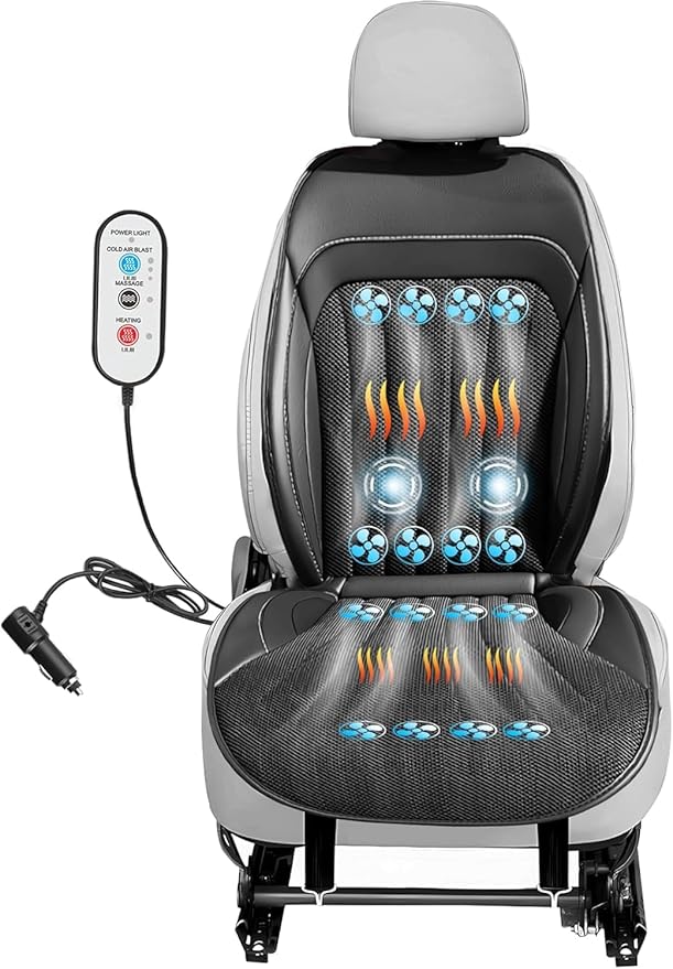 3 in 1 Massage Cushion with Winter Cooling Seat Covers Chair Massager for Full Body 12V Car Seat Covers (WinterSummerMassage-1)