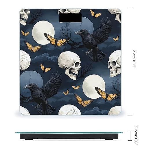 Smart Scale for Body Weight Digital Bathroom Weighing Scale Energy Saving Scale Halloween Full Moon Raven Goth Skulls