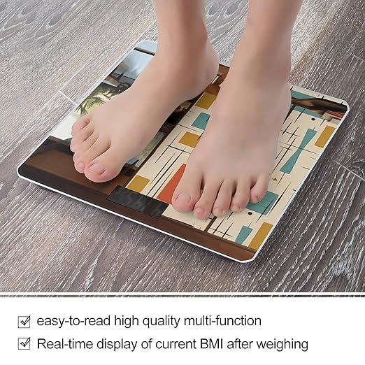 Mid Century ModernScale for Body Weight with LCD High Precision Weighing Scales Fashion Sturdy Tempered Glass Weight Scales Easy-to-Read Digital Bathroom Scale for Daily 400lb