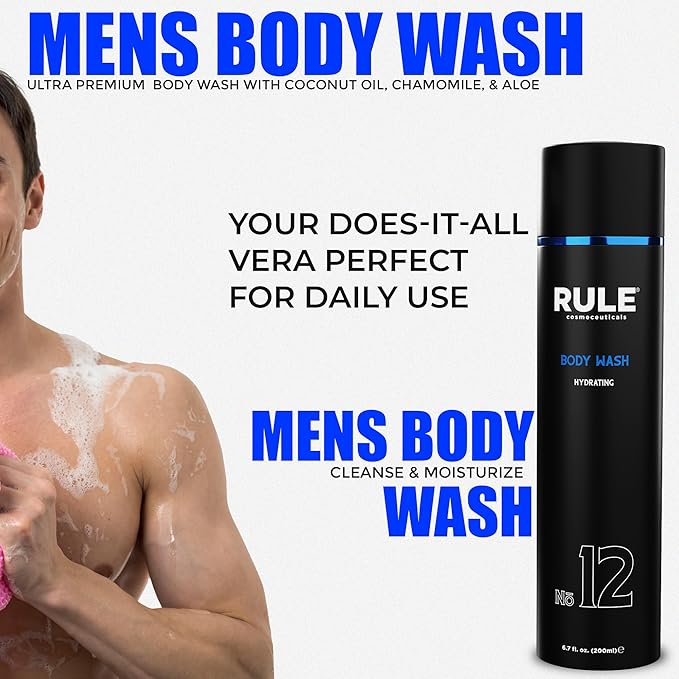 No.12 Body Wash Shower Gel for Men with Shea Butter Aloe Vera Chamomile and Coconut Oil for Skin Cleanse Hydration Revitalize &amp Restore Perfect for Daily Use 200 mL