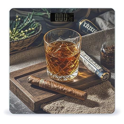Cigar &amp Whiskey Scale for Body Weight Highly Accurate Digital Bathroom Body Scale Digital Bathroom Scales for People Anti-Slip Large LCD Display Smart Scales