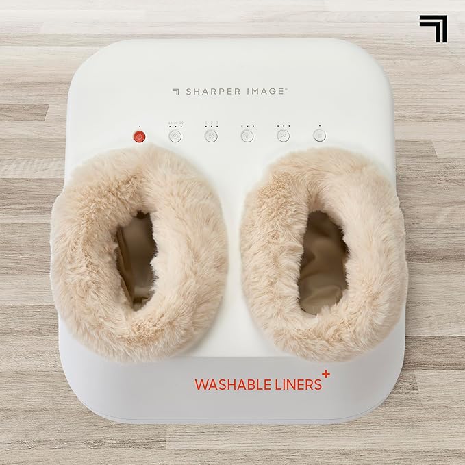 Sharper Image Shiatsu Luxe Foot Massager with Heat &amp Compression Ultra-Soft Padding Deep Kneading Massage Tool Relax Muscles Target Heels Balls &amp Arches Perfect Holiday Gift for Women &a