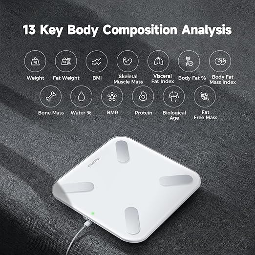 Yunmai Smart Scale with BMI Body Fat Muscle Mass Digital Weight Body Fat Scale Mini 13 Body Composition Scale Bluetooth Health Apps Compatible Rechargeable 400lb