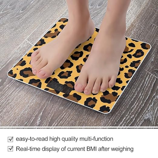 Smart Scale for Body Weight Automatic Switch Digital Bathroom Weighing Scale Leopard Skin Texture Print