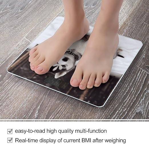 Adorable Huskies Scale for Body Weight Safe Rounded Corners Tempered Glass Digital Bathroom Scale LED Display 400lb Capacity Weight Scales with High Precision Sensors