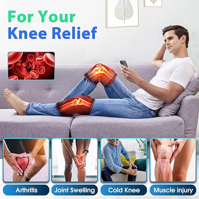 Knee Massager with Heat &amp Vibration Heating Pad for Knee Pain Relief Heating Pad for Leg Pain Leg Massager 3 Vibration Modes 3 Heat Levels AC Adapter Heating Faster (No Battery)