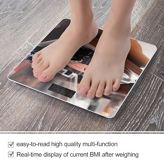 Record Player Scale for Body Weight Sturdy Tempered Glass Weighing Scales with LCD Display Accurate Digital Bathroom Scale Convenient Body Fat Smart Scales 400lb