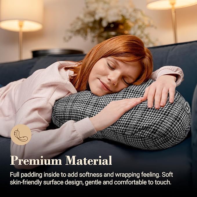 Back Massager for Pain Relief Birthday Day Gifts for Women Men FSA Eligible HSA Cordless 120min Neck and Back Massager Plush Skin-Friendly Kneading Massage Pillow for Full Body Relaxation