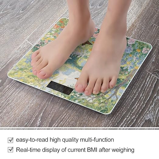 Beautiful Garden Weight Scale Large Bathroom Scales Digital Weight with Bright LED Display Non Slip Automatic Weighing Scale Fashion Weighing Machine for Body