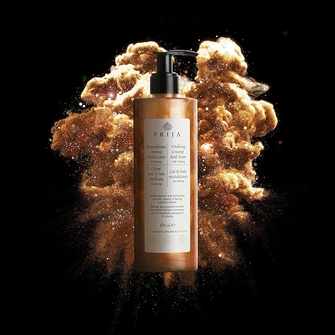 Prija Vitalizing Creamy Bath Foam Pearly Texture for Radiance Boost Gently Cleanses and Moisturizes The Skin with Ginseng Extract 2 x 12.85 Fl. Oz