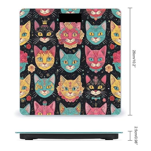 Men's Smart Scale for Body Weight Digital Bathroom Weighing Scale Automatic Switch Energy Saving Scale Day of The Dead Halloween Sugar Cat Skull