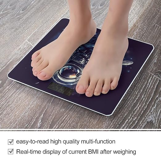 Digital Bathroom Scale for Body Weight Scale with Bright LCD Display High Accuracy Step-On Technology Auto On/Off Space Astronaut Digital Scales 400 Lbs /180kg