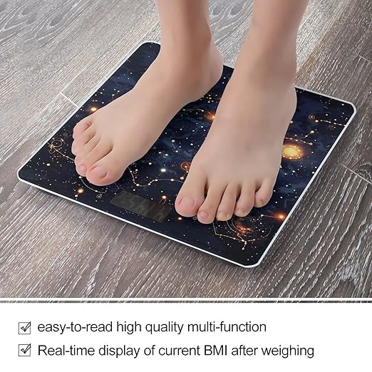 Star Constellation Map Scale with LCD Easy-to-Read Anti-Slip Weight Digital Bathroom Scale Precision Weighing Scales Sturdy Tempered Glass Body Weight Scales for Daily Use