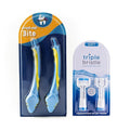 Triple Bristle Brush and Bite Handle Replacement Brush Head Combo | Special Needs &amp Autism Mouth Prop Toothbrush | Ergonomic Handle w/Bite Block | Patented 3 Head Design | Kids &amp Adults
