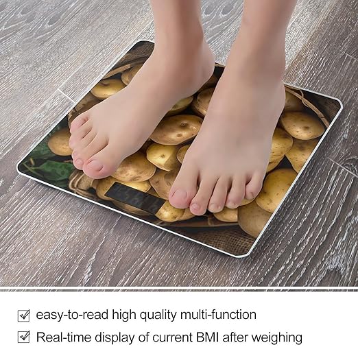 Garden Potatoes Scale for Body Weight Highly Accurate Digital Bathroom Scale Sturdy Tempered Glass Weighing Scales with LCD Display Fashion Body Fat Smart Scales 400lb