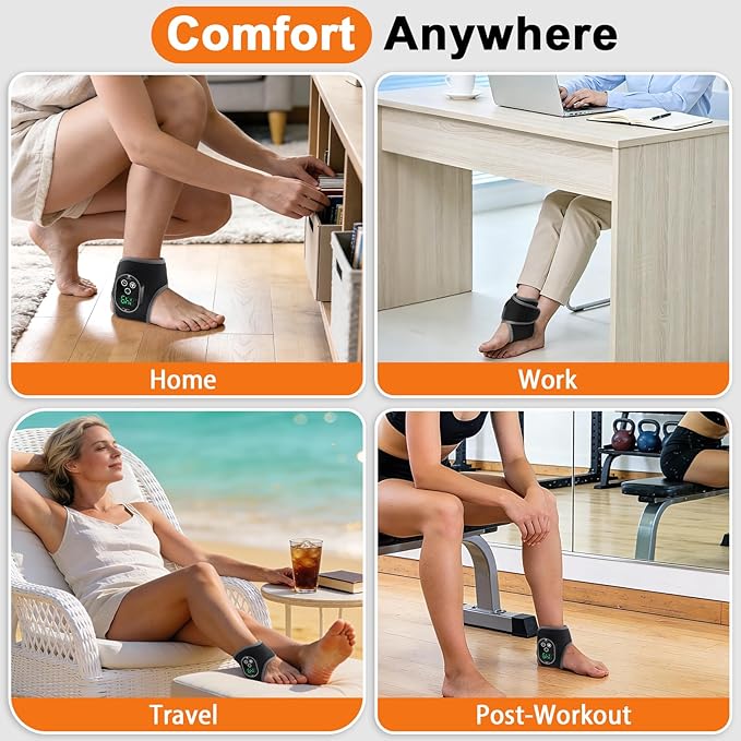Foot and Ankle Massager for Pain Relief Cordless Ankle Heating Pad Foot Renew Massager with Heat 4 Heat Levels &amp 3 Vibration Modes
