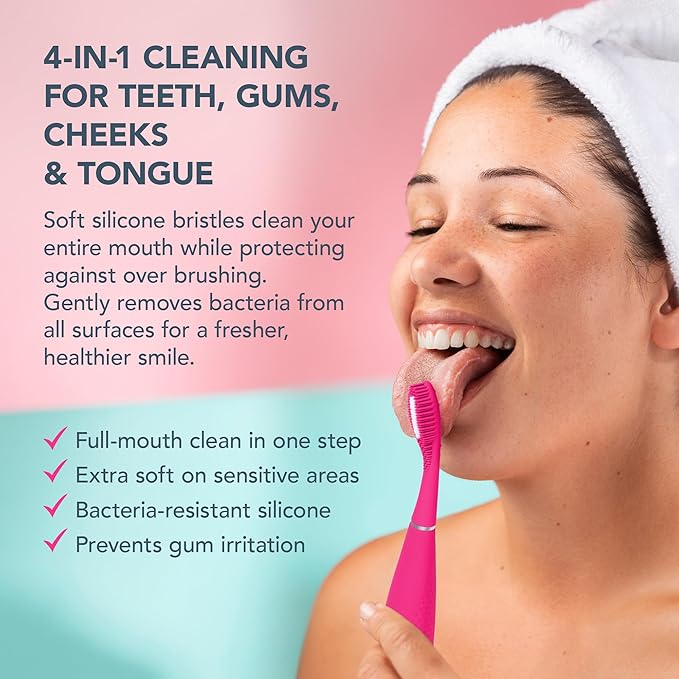 FOREO ISSA 4 Smile Electric Toothbrush – Compact &amp Travel-Friendly 4-in-1 Hybrid Brush Head Tough on Plaque Long Battery Life (265 Days) 6-Month Brush Head Replacement