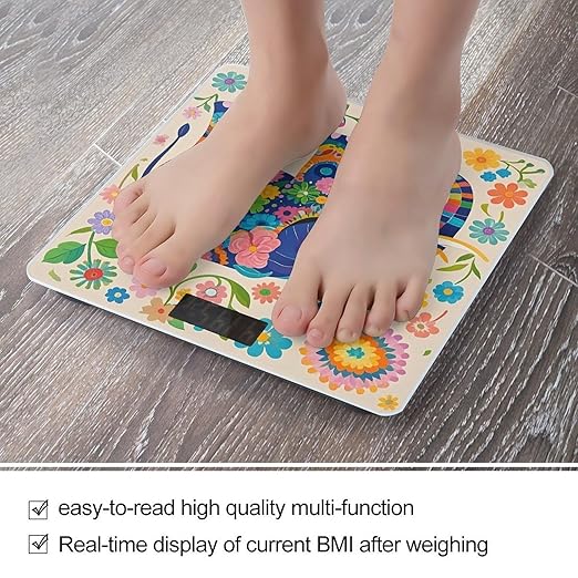 Colorful Flower Elephant Smart Scale for Body Weight Accurate Bathroom Scale with LED Display Digital Weight Scales Weighing Machine High Precision Scales for Bath Home