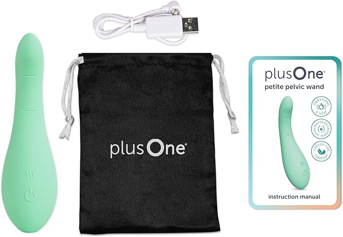 plusOne Petite Pelvic Massage Wand – Heated Personal Massager with 10 Vibration Settings – Waterproof Body-Safe Silicone Tool for Inner Comfort Tension &amp Gentle Stretching