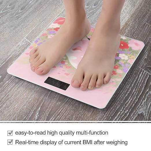 Cute Pig Weight Scale Large Digital Bathroom Scales with Bright LED Display Non Slip Digital Scale and Step On Fashion Weighing Machine for Body