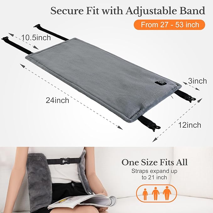 Cordless Heating Pad for Back Pain Relief &amp Cramps 12x24 Portable Heating Pad with Adjustable Straps Battery Operated Heated Pad Gifts 3 Heat Levels Pain Relief for Back Shoulder &amp Legs
