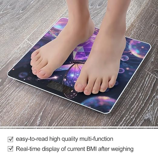 Magical Butterflies Weight Scale Cute Bathroom Scale for Body Highly Accurate Digital Weighing Machine for People Compact LCD Display Scales with Sturdy Toughened Glass Scales