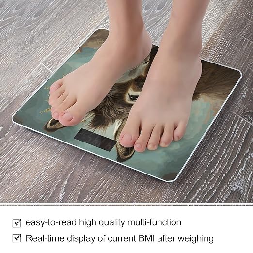 Donkey Animals Bathroom Scale Automatic Power On/Off Body Scales LCD Backlight Display Square Digital Scale Rounded Corners Bathroom Scales for Home Bedrooms