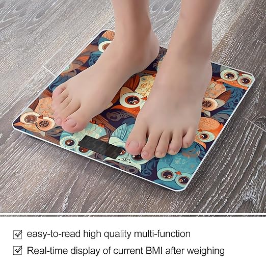 Anime Owl Bathroom Scale Large LCD Backlight Display Digital Scale Rounded Corners Body Scales Automatic Power On/Off Bathroom Scales for Home Bedrooms