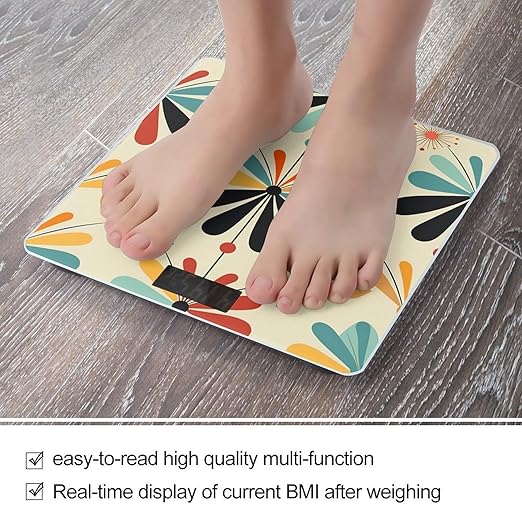 Retro ModernScale for Body Weight with LCD High Precision Weighing Scales Fashion Sturdy Tempered Glass Weight Scales Easy-to-Read Digital Bathroom Scale for Daily 400lb