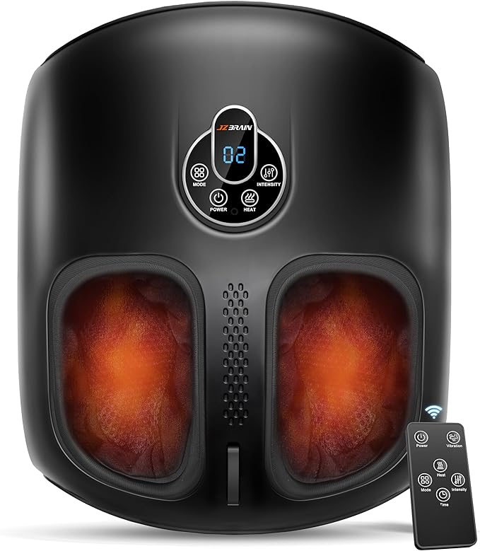 Shiatsu Foot Massager Machine with Heat : Deep Kneading Foot Massager with Vibration &amp Compression for Plantar Fasciitis &amp Neuropathy - for Women &amp MenRelax for Home Office Use (Black)