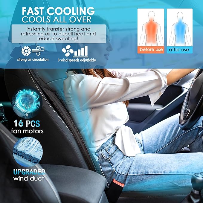 3 in 1 Massage Cushion with Winter Cooling Seat Covers Chair Massager for Full Body 12V Car Seat Covers (WinterSummerMassage-3)