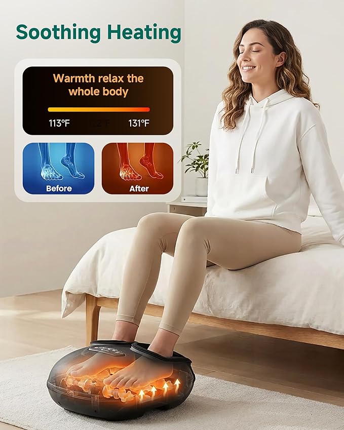 Snailax Foot Massager with Heat Foot Massager for Neuropathy Plantar Fasciitis Deep Kneading Compression Vibration Feet Massager Machine Remote Control Foot Warmer Fits Size 13Gifts for Men Women